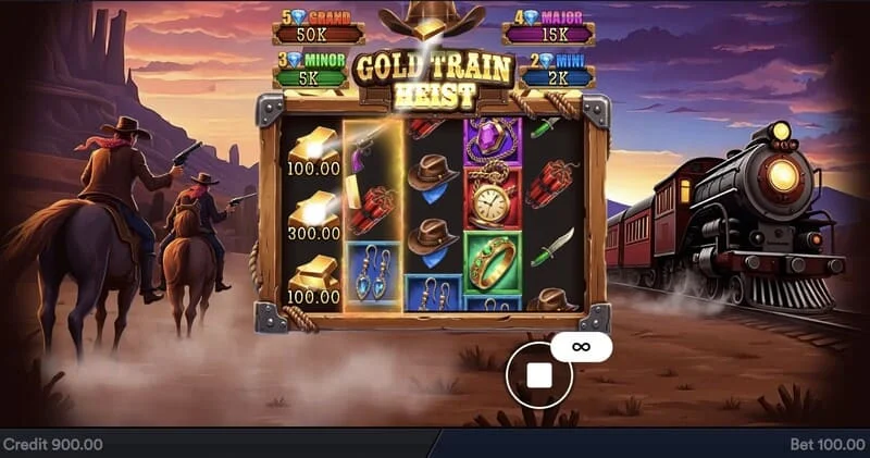 Gold Train Heist - màn hình chính với guồng quay và vịnh cướp biển